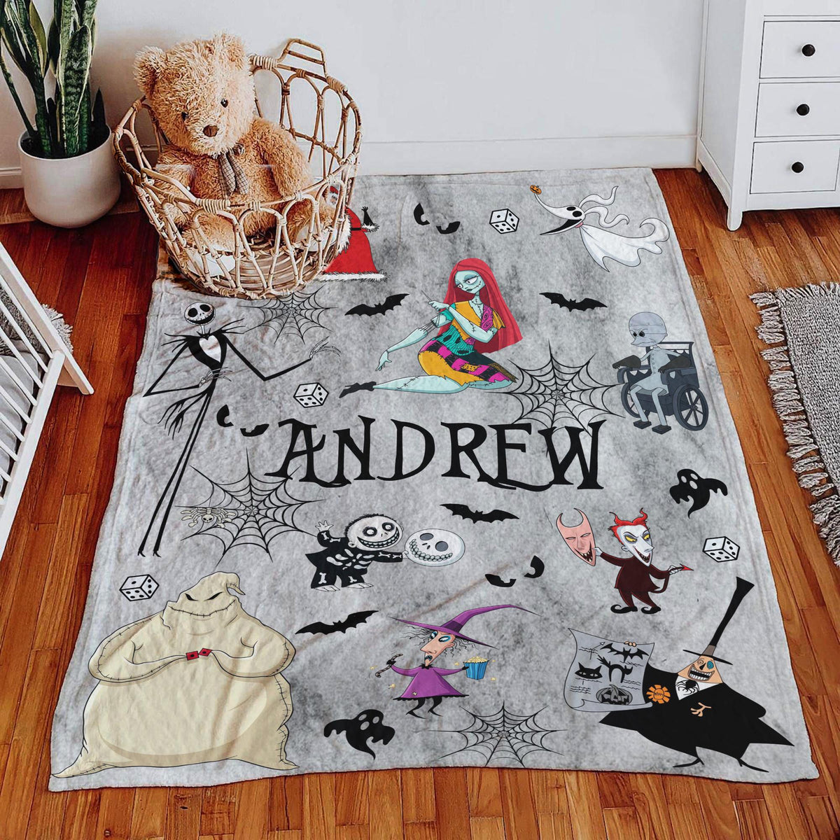 Personalized Nightmare Before Christmas Blanket, Custom Jack Skellington Sally Zero Throw Blanket, Disney Halloween Christmas Birthday Gift