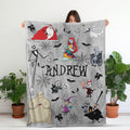 Personalized Nightmare Before Christmas Blanket, Custom Jack Skellington Sally Zero Throw Blanket, Disney Halloween Christmas Birthday Gift