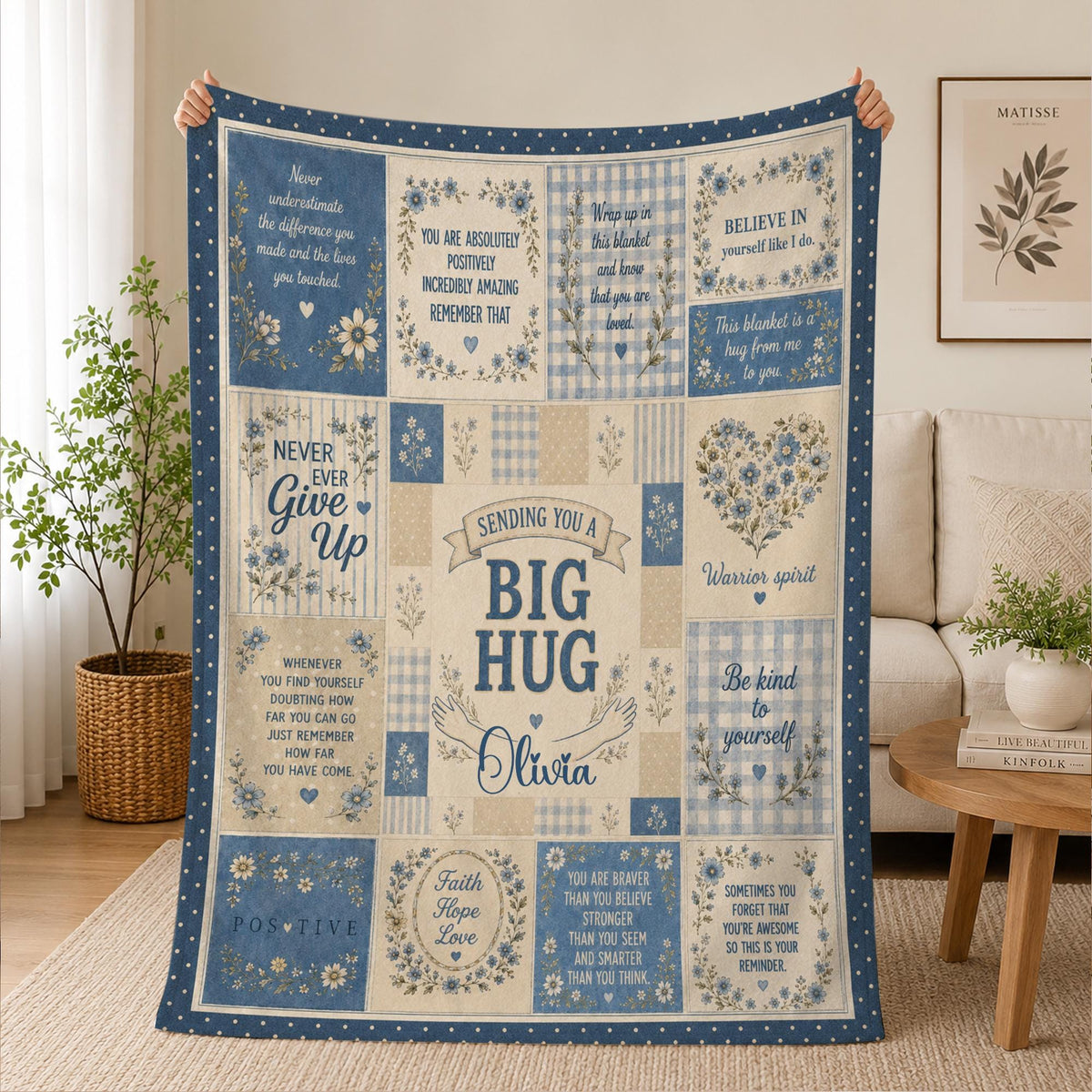 Perrsonalized Inspirational Blanket, Get Well Soon Gift for Women, Healing Blanket, Feel Better Gift After Surgery, Encouragement Gift