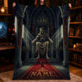 Personalized Dark Fantasy Pixel Art Throw Blanket, Gothic RPG Tapestry Decor