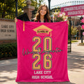 Personalized College Graduate Blanket,Cozy Flannel Throw,Senior School Color Blankets,School Name Throw,Grad Keepsake,Present from Mom Dad