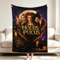 Personalized Witch Sisters Blanket, Custom Name Halloween Throw, Spooky Witchcore Gift