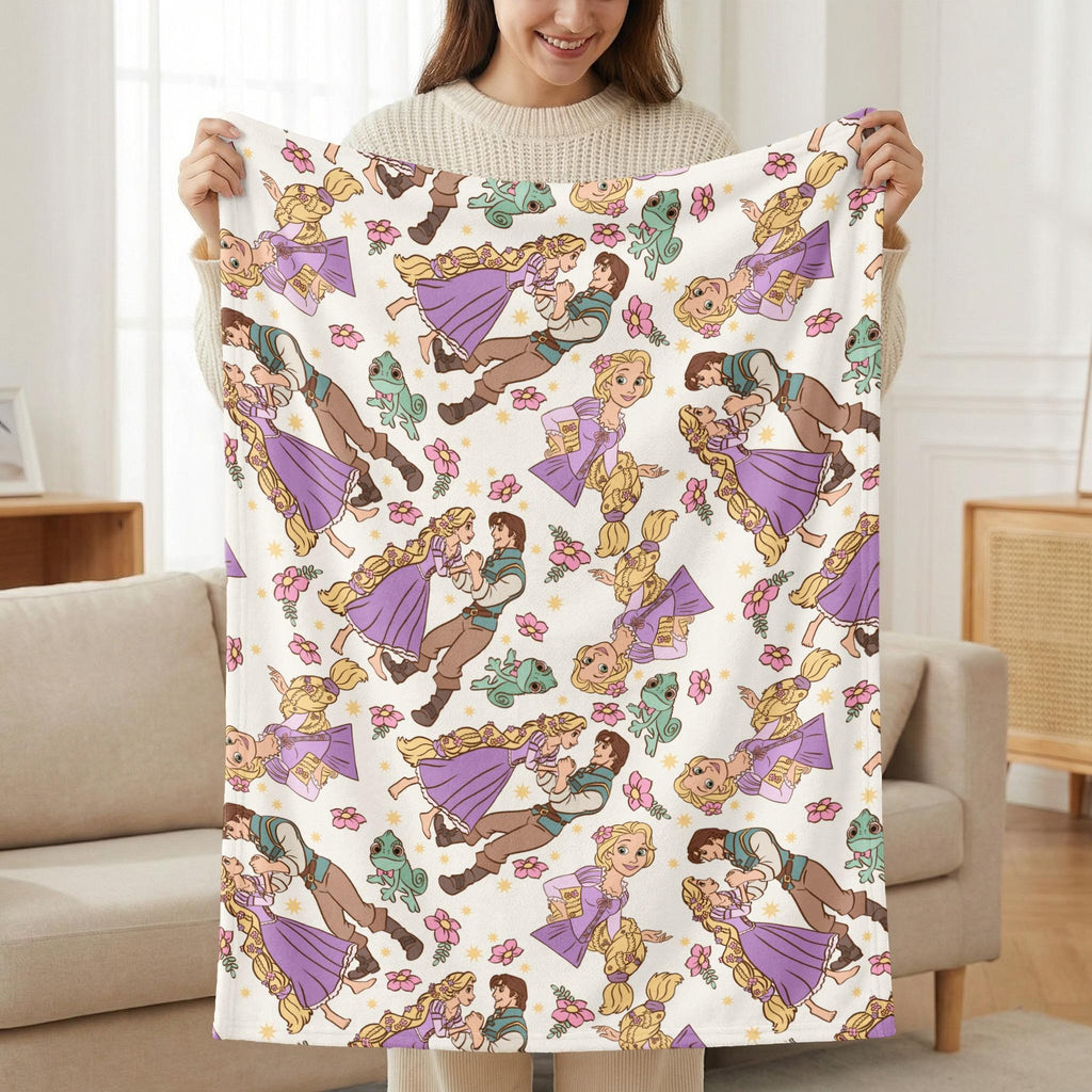 Disney Princess Kids Blanket | Rapunzel & Flynn Fairytale Cozy Throw for Girls | Magical Movie Fan Gift, Toddler Bedding