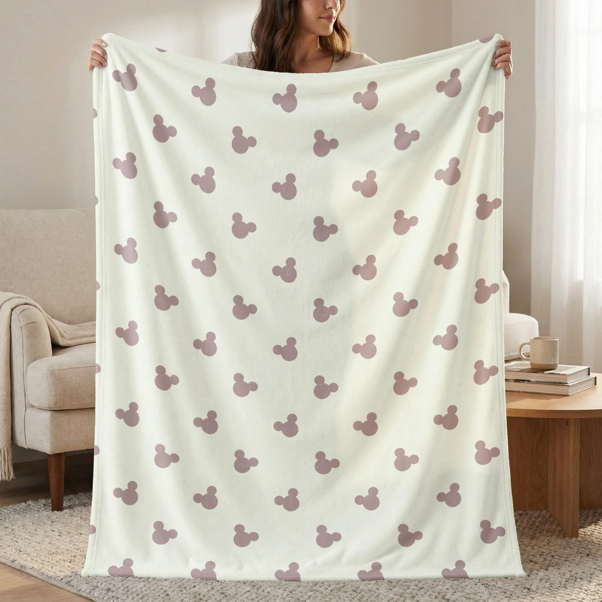 Minimalist Mickey Mouse Kids Blanket | Neutral Baby Shower Gift | Cozy Toddler Throw | Subtle Character Nursery Decor Aesthetic