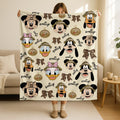 Custom Name Mickey Mouse Safari Baby Blanket, Personalized Disney Mickey Mouse Fleece Blanket, Cozy Magic Kingdom Decor,Disney Birthday Gift