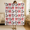 Mickey And Minnie Bow Christmas Blanket, Red Bow Christmas Woven Blanket, Mickey And Minnie Christmas Blanket, Disney Christmas Blanket