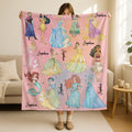 Personalized Disney Princess Blanket, Custom Baby Girl Fleece Blanket, Disneyland Princess,Disney Princess Birthday Girl Throw Blanket