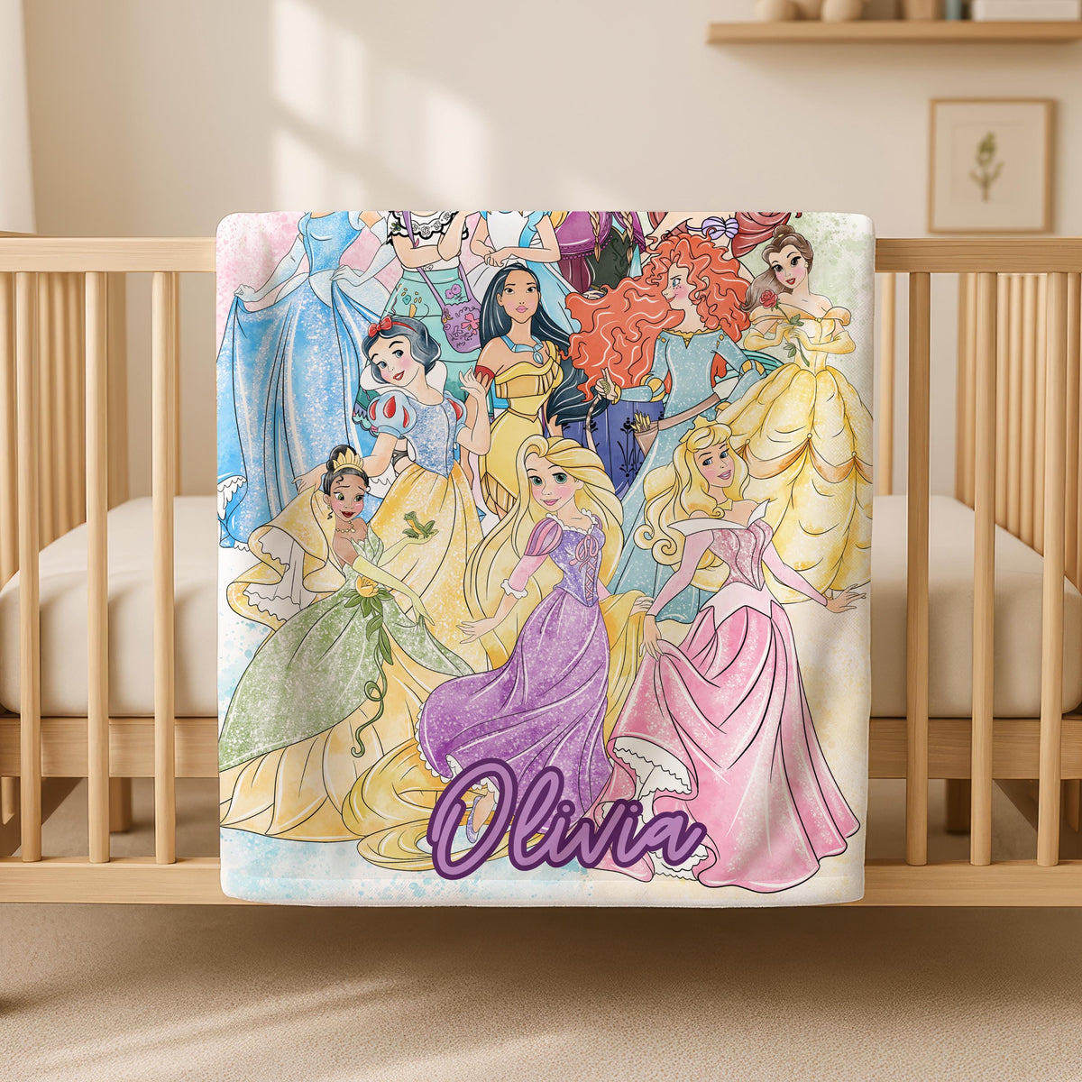 Custom Princess Blanket With Name,Bedroom Decor Girly Gift Ideas,Christmas Travel Blanket,Princess Lover Blanket,Princess Gift For Girls