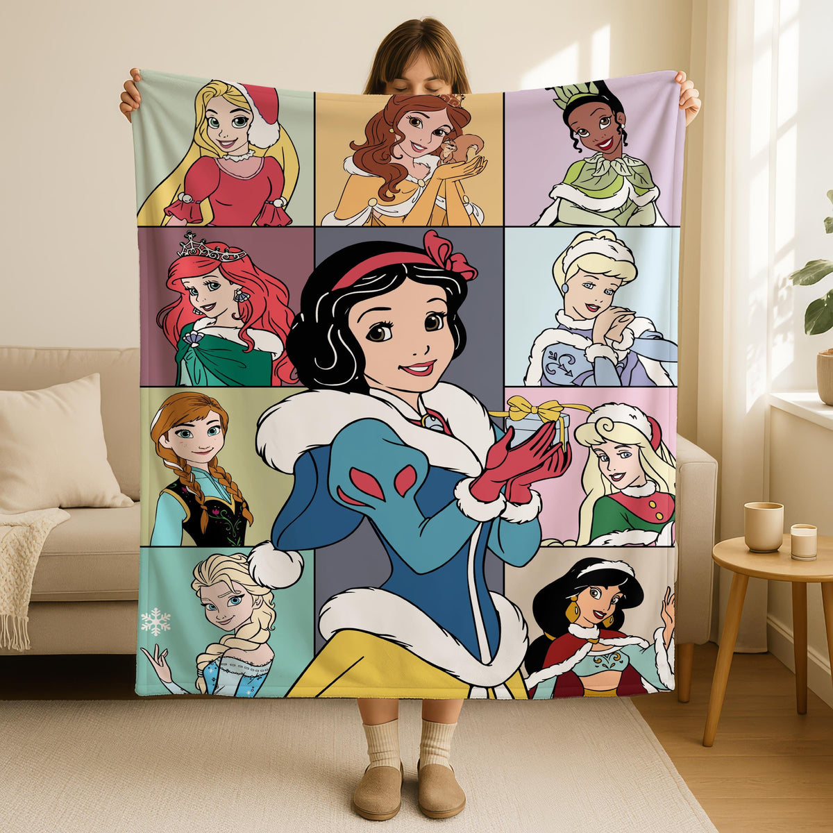 Custom Disney Princesses Blanket, Disney Christmas Blanket, Christmas Travel Blanket, Baby Shower Present,Cozy Nursery Decor,Birthday Gift