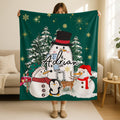 Personalized Christmas Initial Velveteen Blanket, Custom Family Name, Toddler Bedding