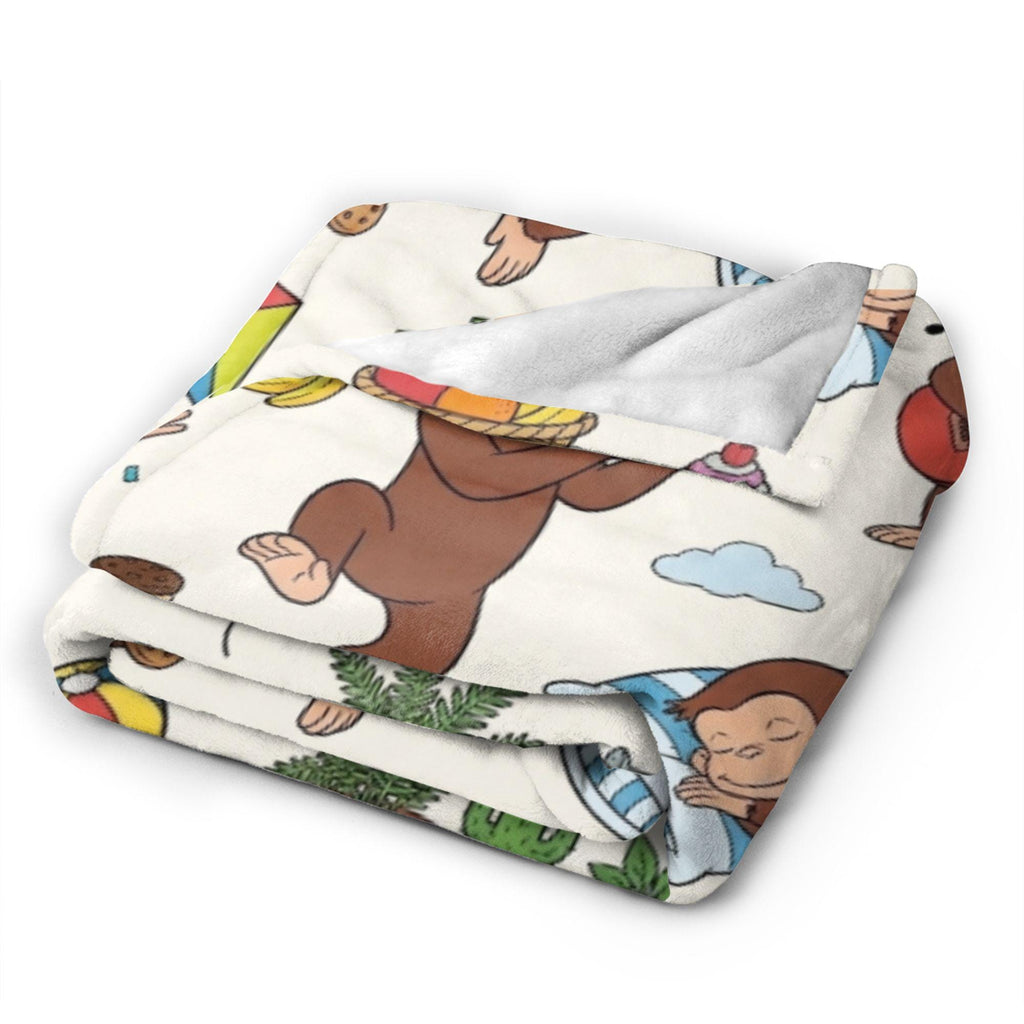 Personalized Curious George Fleece Blanket, Custom Name Birthday Throw, Kids Snuggle Blanket