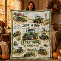 Custom Tractor Quilt Blanket, Farm Scene Throw, Boys Room Decor