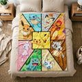 Pokemon Group Blanket Soft Throw, Anime Flannel Throw, Birthday Gift For Young Fans