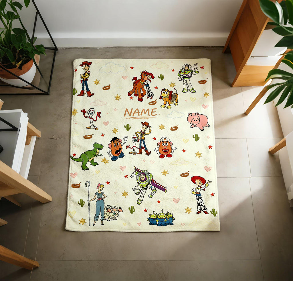 Personalized Toy Story Blanket Soft Throw Custom Name Kids Gift