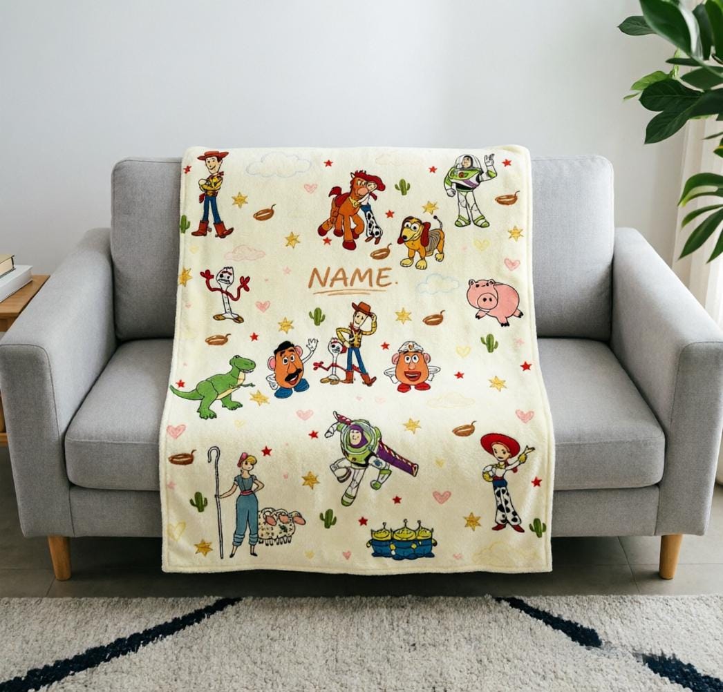 Personalized Toy Story Blanket Soft Throw Custom Name Kids Gift