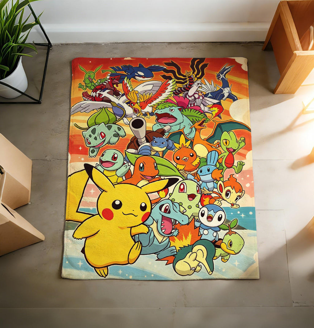 Pokemon Game Blanket Soft Throw, Anime Flannel Throw, Birthday Gift For Young Fans