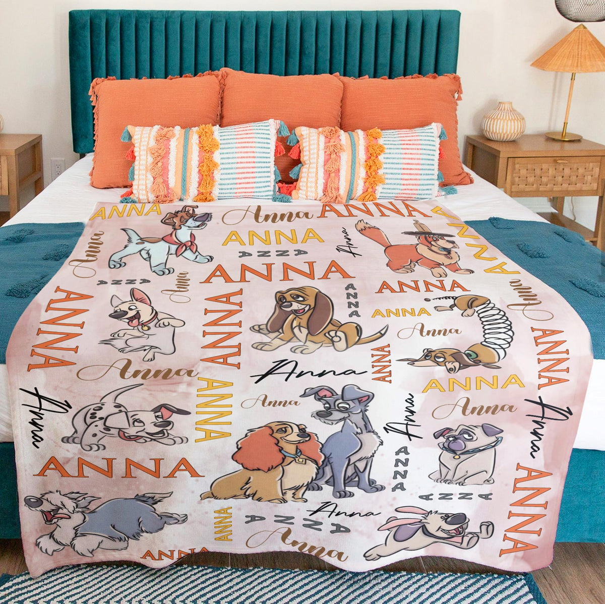 Custom Disney Dog Blanket, Personalized Classic Cartoon Dog Blanket, Nostalgic Movie Dogs Throw,Cute Personalized Blanket Gift for Kids Girl
