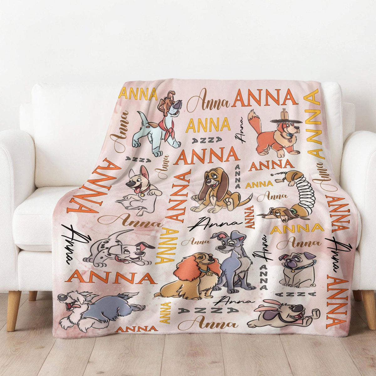 Custom Disney Dog Blanket, Personalized Classic Cartoon Dog Blanket, Nostalgic Movie Dogs Throw,Cute Personalized Blanket Gift for Kids Girl