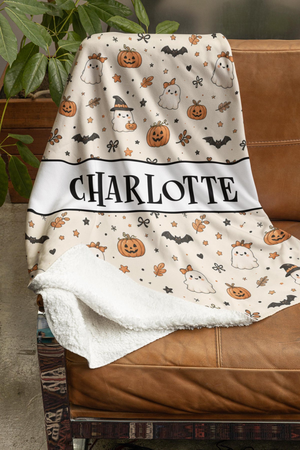 Personalized Halloween Blanket, Kids Halloween Blanket, personalized pumpkin baby blanket, Custom Halloween Blanket, Halloween Name Blanket