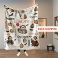 Custom Horror Blanket, Personalized Halloween Name Blanket, Movie Scary Characters Throw, Birthday, Christmas, Thanksgiving Gift for Son Dad