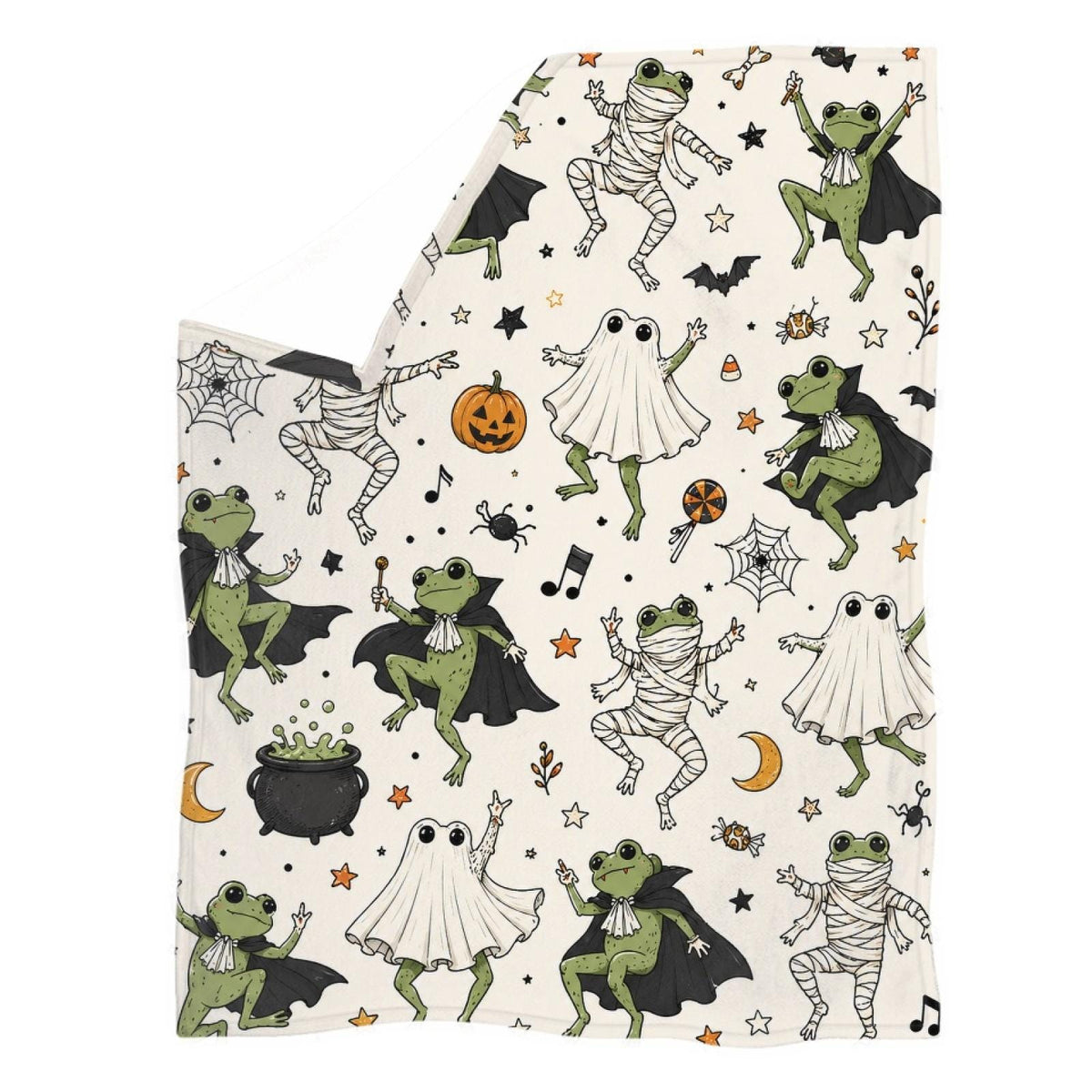Dancing Frog Halloween Blanket, Cute Ghost Frog Throw Blanket, Funny Spooky Fleece Blanket, Cozy Fall Home Decor, Frog Lover Gift