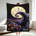 Personalized Pumpkin King Blanket, Custom Name Gothic Moon Throw, Spooky Halloween Gift