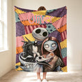 Custom Skeleton Moon Blanket, Personalized Gothic Halloween Throw, Dark Fantasy Room Decor