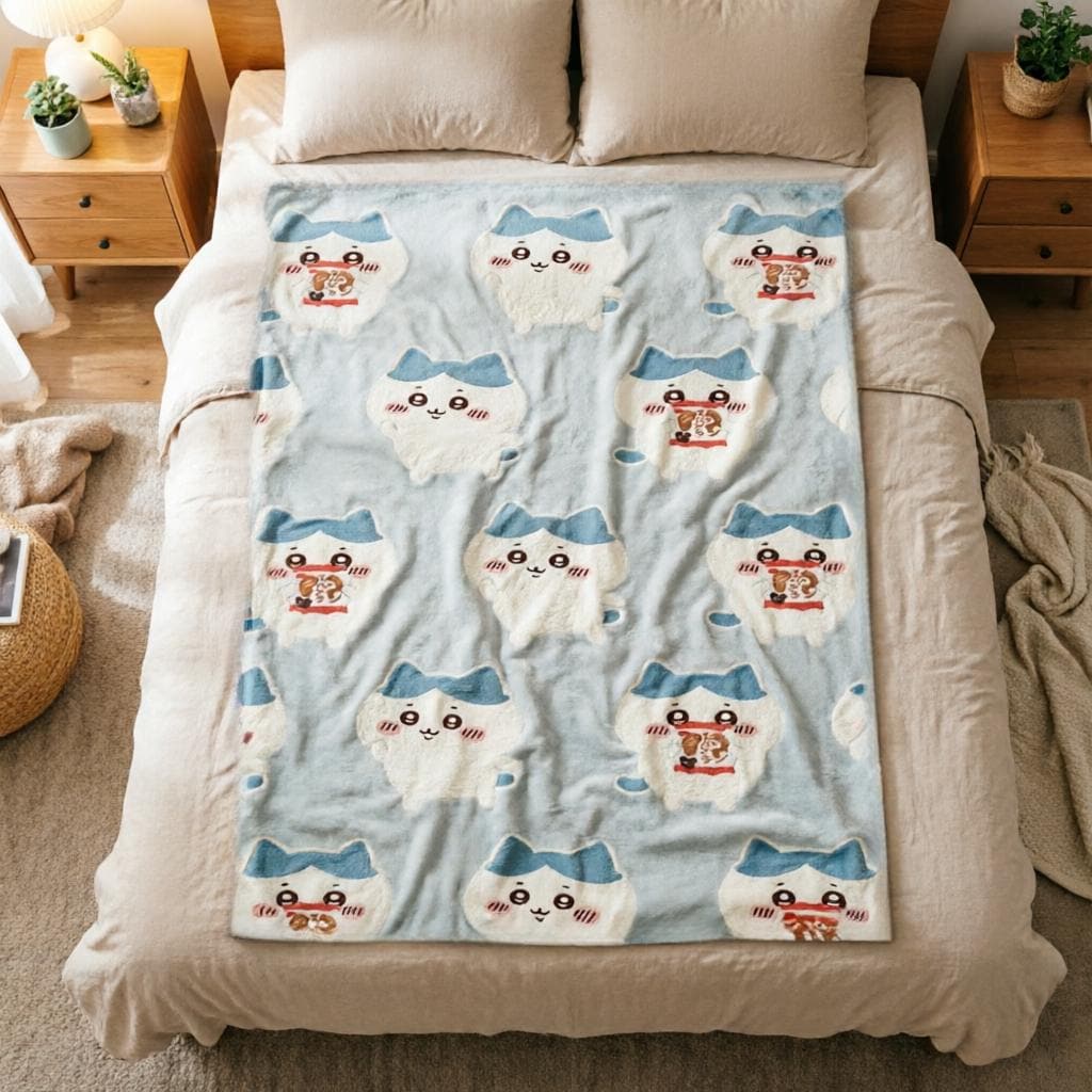 Chiikawa Character Blanket Soft Throw, Cartoon Flannel Throw, Birthday Gift For Young Fans