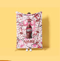 Aesthetic Pink Lace Dr Pepper Custom Blanket Cherries And Shell Throw Soft Coquette Room Bedding Personalized Girly Soda Fan Gift