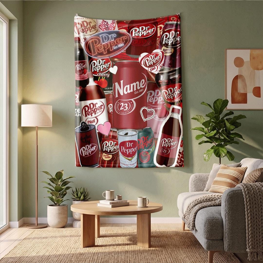 Ultimate Dr Pepper Flavor Collection Blanket Custom Name Throw Diet Cherry Vanilla Soda Art Bedding Fan Room Decor Gift