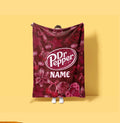 Dark Burgundy Dr Pepper Custom Blanket Glitter Logo Throw Disco Cherry Lily Aesthetic Bedding Edgy Coquette Soda Fan Gift