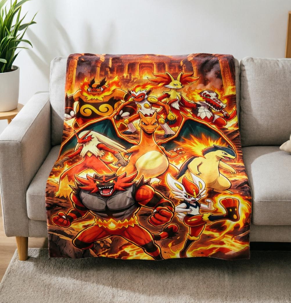 Pikachu Flannel Throw Blanket, Electric Monster Anime Decor, Soft Warm Gaming Gift