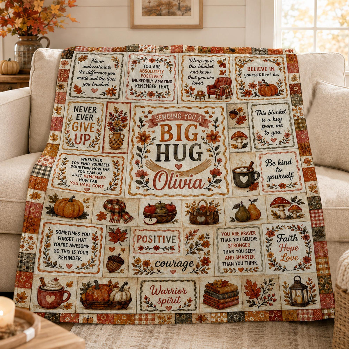 Personalized Anxiety Blanket, Mental Health Gift for Women, Self Care Gift, Emotional Support Blanket, Thinking of You Gift, Hug Blanket