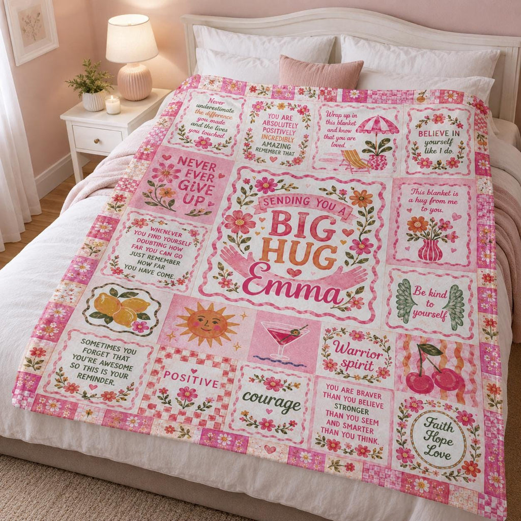 Personalized Inspirational Blanket, Thinking of You Gift, Comfort Blanket for Women, Get Well Soon Gift, Encouragement Gift, Hug Blanket