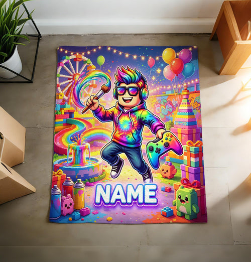 Carnival Game Blanket Soft Throw, Custom Name, Gift For Gaming Art Kids
