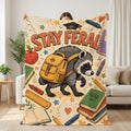 Custom Jimothy Raccoon Blanket, Personalized Name Flannel Throw, Stay Feral Back To School Gift, Funny Student Decor For Kids Room