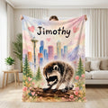 Custom Jimothy Raccoon Blanket Personalized Name Seattle Raccoon Skyline Throw Watercolor Woodland Nursery Decor Cozy Flannel Baby Gift