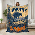 Custom Jimothy Raccoon Blanket Personalized Name Flannel Throw Seattle Wildlife Retro Woodland Decor Unique Camping Gift for Animal Lover