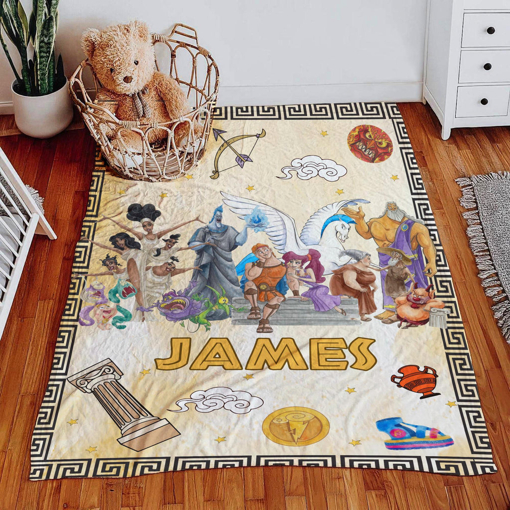 Personalized Hercules Blanket, Custom Name Greek Hero Throw, Hades Pegasus Muses Blanket, Greek Mythology Fleece Blanket, Disney Adult Gift