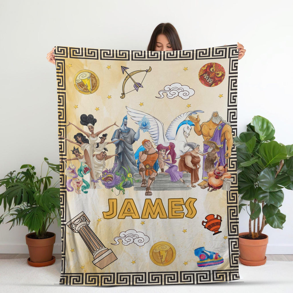 Personalized Hercules Blanket, Custom Name Greek Hero Throw, Hades Pegasus Muses Blanket, Greek Mythology Fleece Blanket, Disney Adult Gift