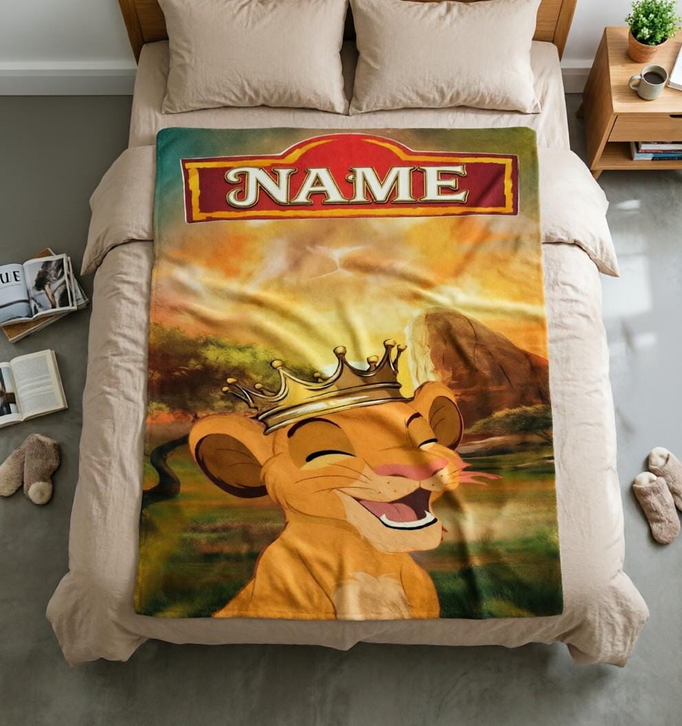 Personalized Lion King Soft Throw Blanket, Custom Kids Birthday Gift
