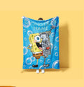 Cool Mechanical Design SpongeBob Custom Fleece Blanket Half Robot Cartoon Sci Fi Bedding Geeky Room Decor Unique Heart Art Gift