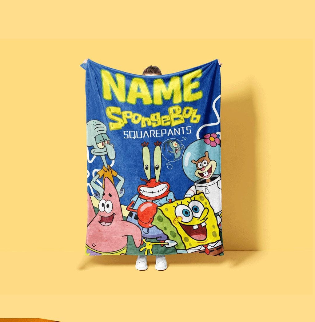 Ultimate Bikini Bottom Crew SpongeBob SquarePants Personalized Name Poster Blanket Plankton Sandy Custom Throw Fan Gift