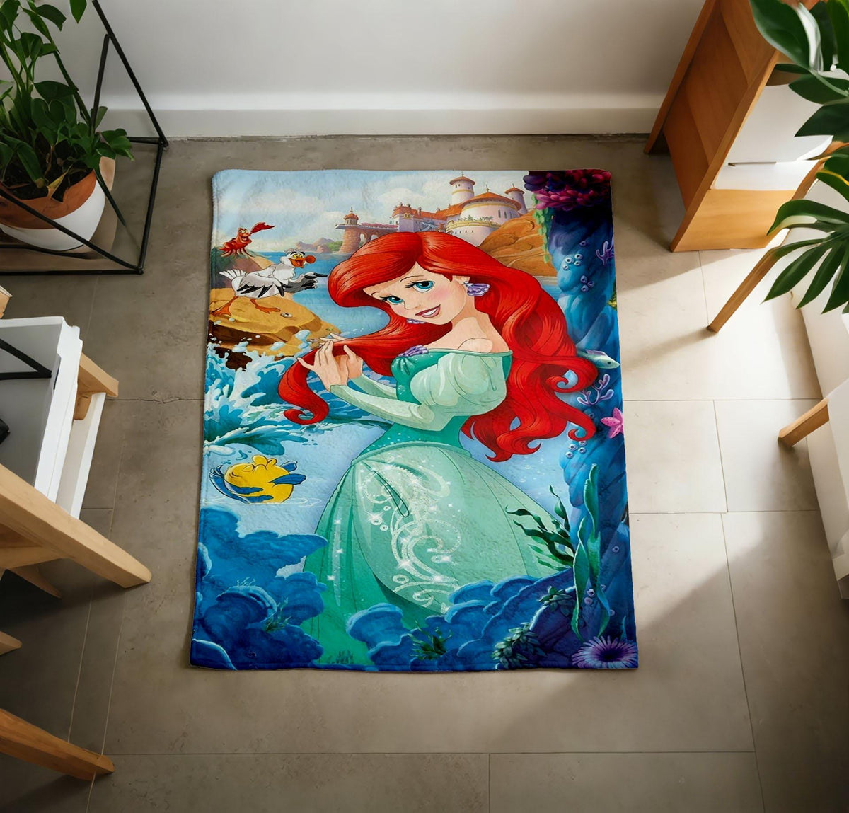 Ariel Little Mermaid Blanket, Vivid HD Flannel Throw, Toddler Girl Bedroom Decor