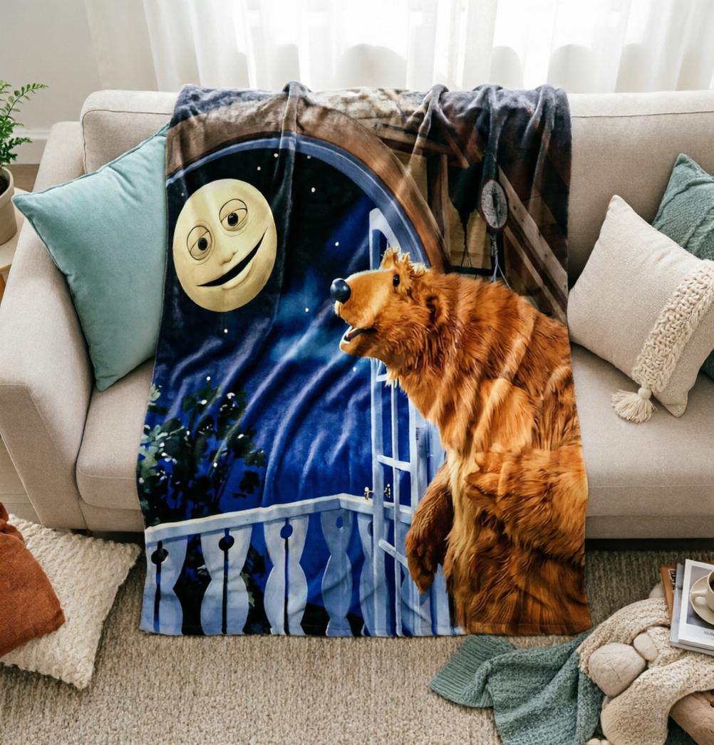 Bear In The Big Blue House Blanket Soft Throw, Retro Cartoon Throw Gift For Fans