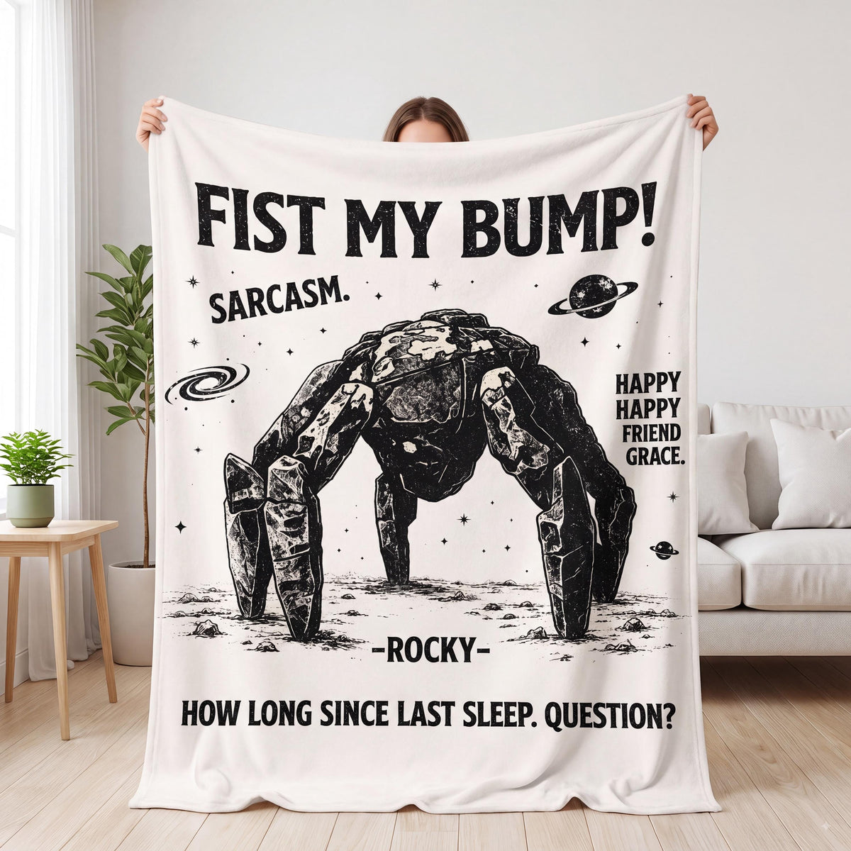 Custom Name Space Alien Flannel Blanket Personalized Sci-Fi Reader Gift Funny Bookish Throw Science Fiction Nerd Gift For Book Lover