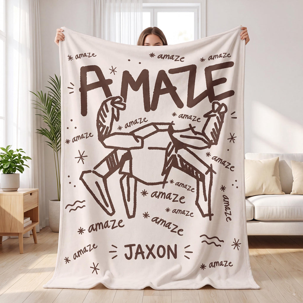 Personalized Flannel Blanket Custom Name, Sci-Fi Alien Rocky Throw Amaze Space Fan Gift, Cozy Reading Blanket For Book Lover, Astro Nerd