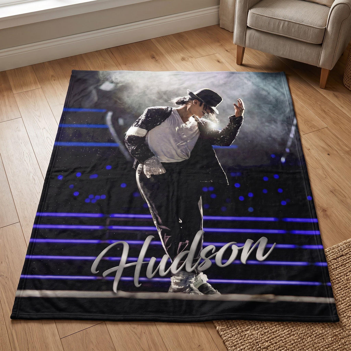 Personalized Michael Jackson Blanket, Custom Name King of Pop Flannel Throw, MJ Fan Gift, Custom Pop Music Legend Fleece Blanket
