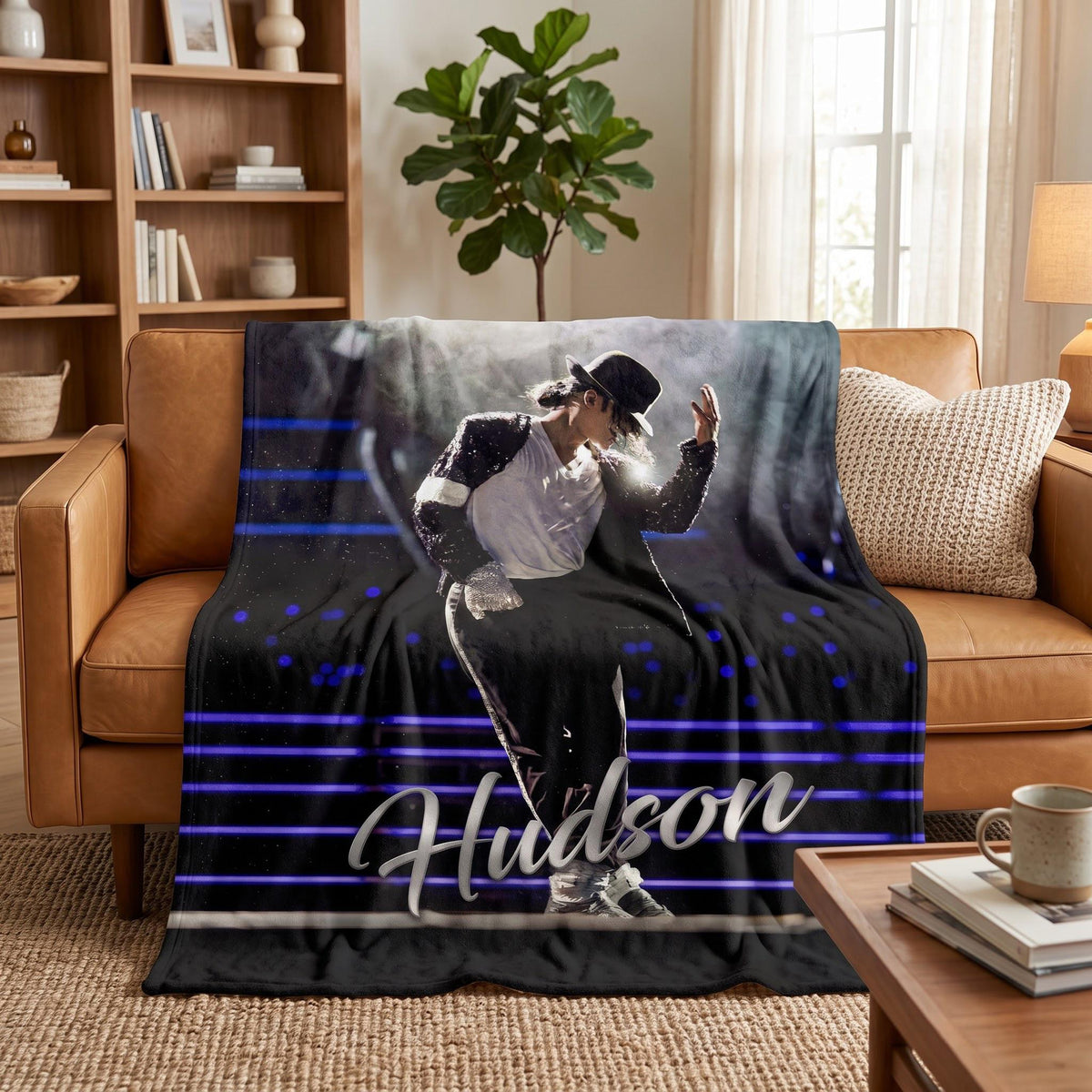 Personalized Michael Jackson Blanket, Custom Name King of Pop Flannel Throw, MJ Fan Gift, Custom Pop Music Legend Fleece Blanket