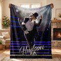 Personalized Michael Jackson Blanket, Custom Name King of Pop Flannel Throw, MJ Fan Gift, Custom Pop Music Legend Fleece Blanket